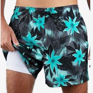 Kanu Surf Men's 5” Swim Trunks with Pockets & Compression Liner Size 2X NWT